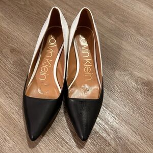Calvin Klein black and white heels
